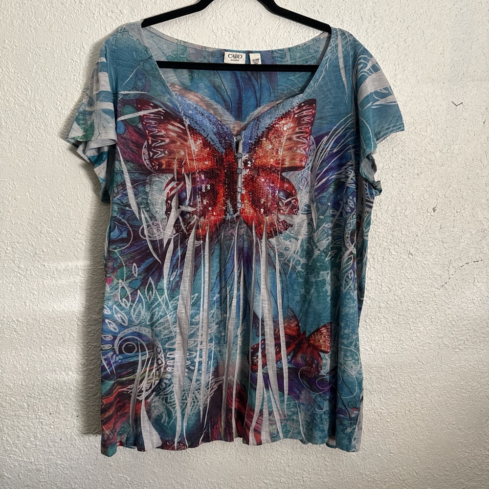 Chico's Multicolor Butterfly Print Women's Top